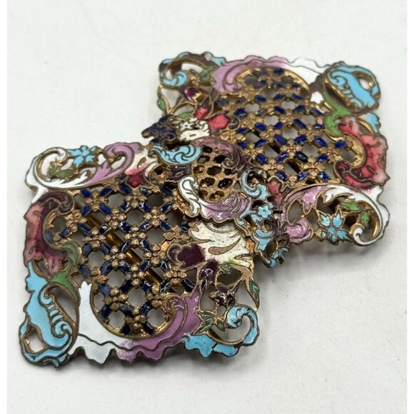 Antique Victorian enamel interlocking belt buckle - Picture 1 of 6